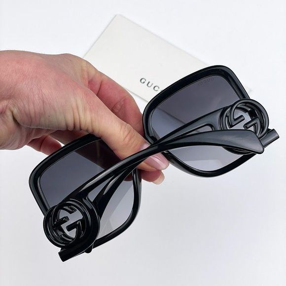 Gucci GG1326S 001 Sunglasses Black Grey Gradient Oversized Square Women